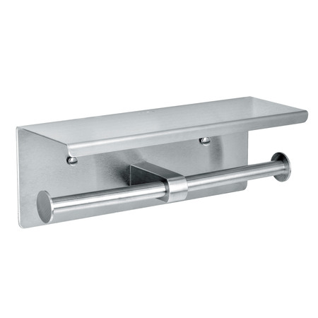 Alpine Industries Double Toilet Paper Holder with Shelf Storage Rack, Brushed Stainless 487-B